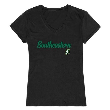 W REPUBLIC W Republic 555-385-BLK-04 Southeastern Louisiana University Script T-Shirt for Women; Black - Extra Large 555-385-BLK-04